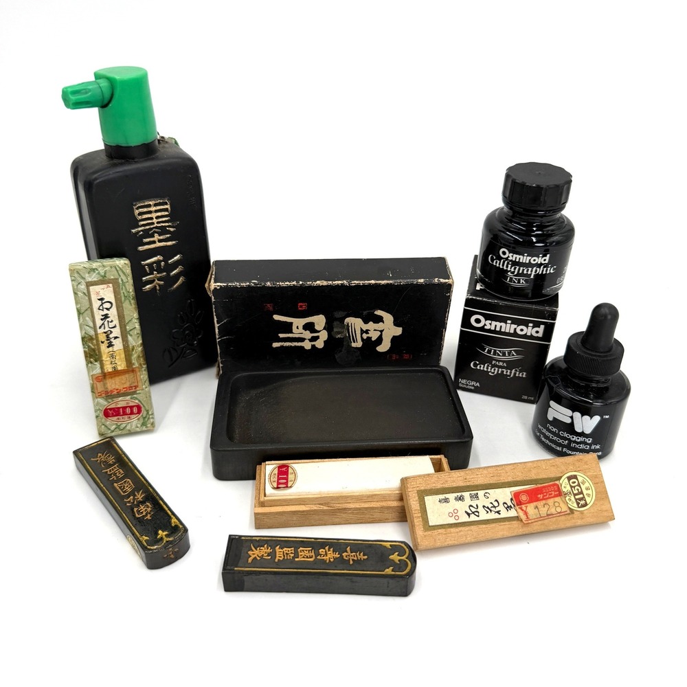 Osmiroid FW Japanese Calligraphy Ink Half Full Set Mixed Black  Vintage Sumi-e